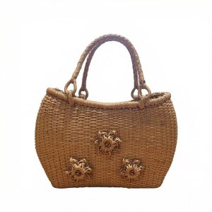 No.5 Wild Grape Vine Woven Handbag With Floral Motif