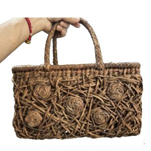 First Layer Vine Hollow Pattern Woven Tote Bag