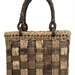 25513 Walnut Bark Patchwork Woven Handbag