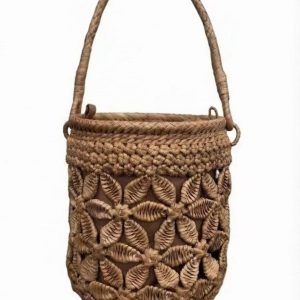 R-28A Window Pattern Woven Wild Grape Vine Bucket Bag