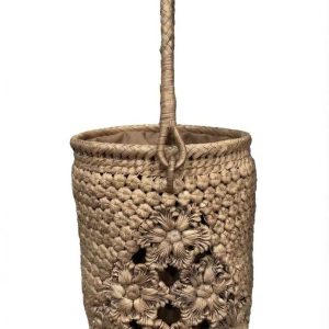 :R-28A Window Pattern Woven Wild Grape Vine Bucket Bag
