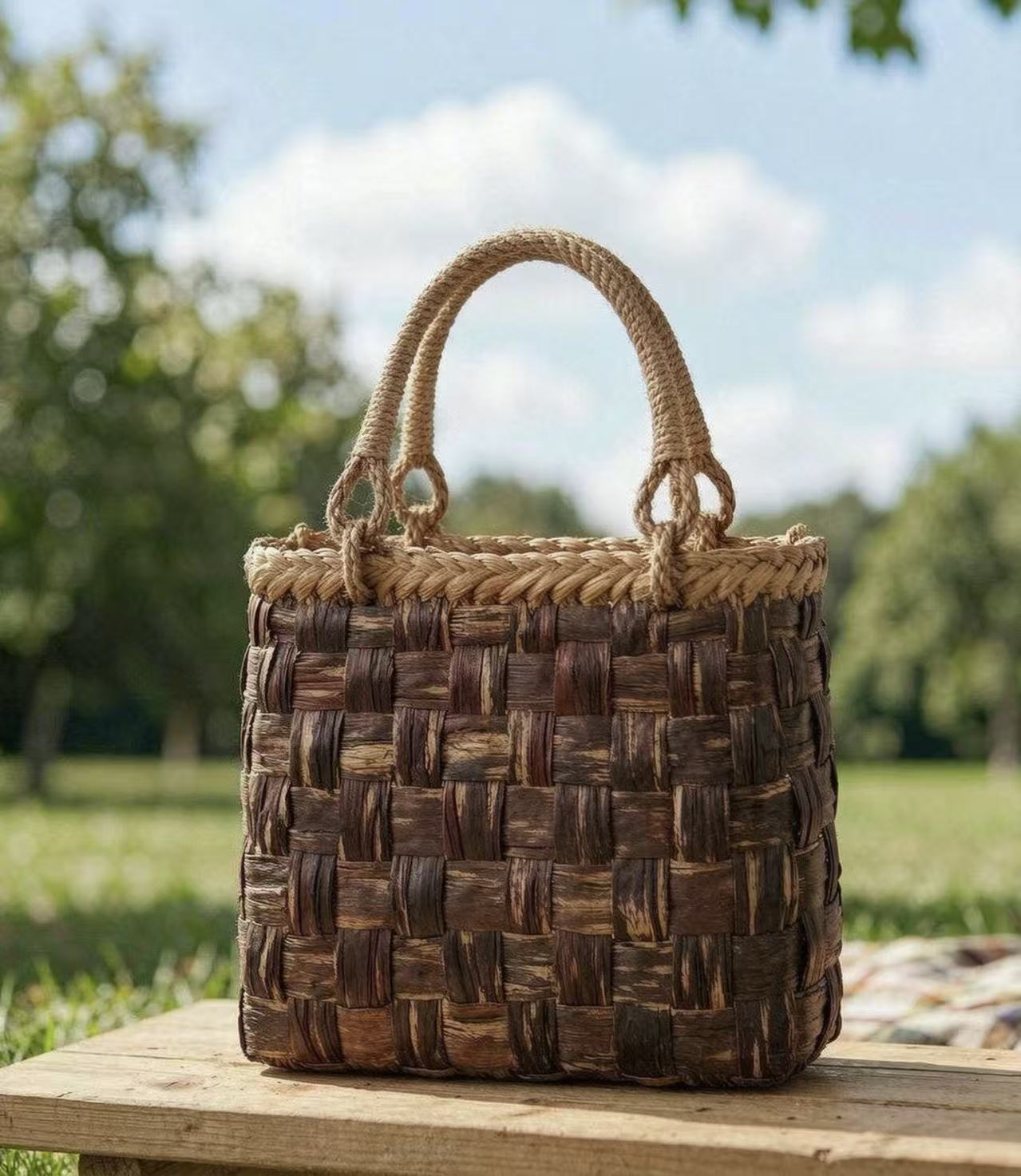 Y-01 Cherry Bark Cross Weave Handbag - Image 2