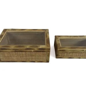 Rattan Storage Box with Acrylic Lid, Set of 2 Sizes, X061W0768A0