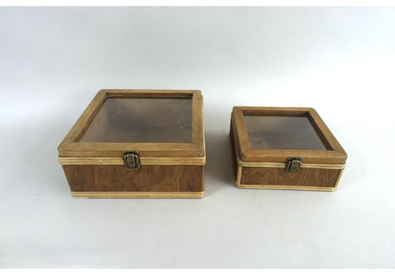 Wood Storage Box with Transparent Lid