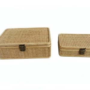 Rattan Weave Storage Box with Metal Latch