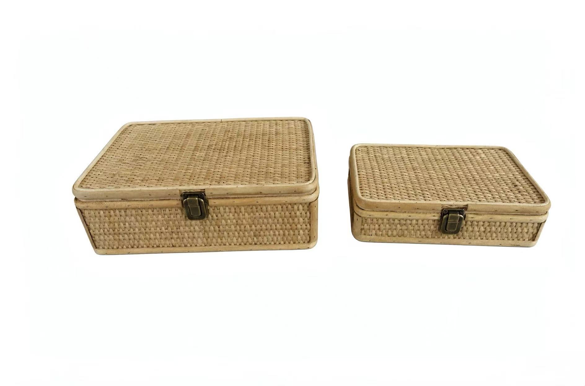 Rattan Weave Storage Box with Metal Latch