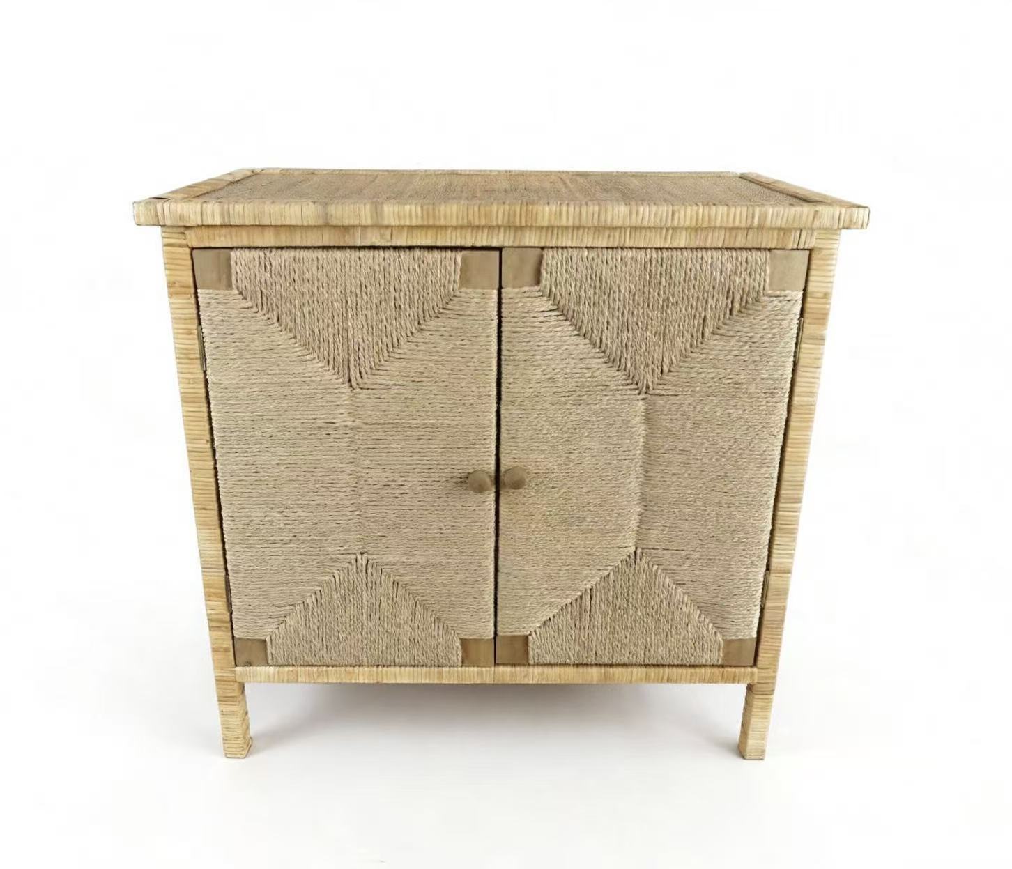 Handwoven Rattan 2-Door Storage Cabinet