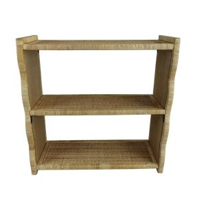 Handwoven Rattan 3-Tier Open Shelving Unit