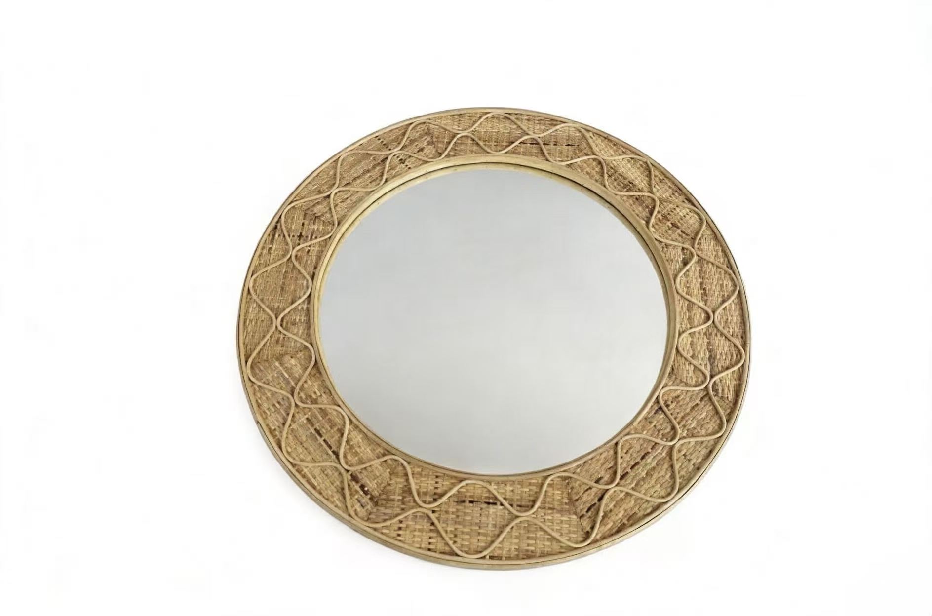 Handwoven Round Rattan Wall Mirror