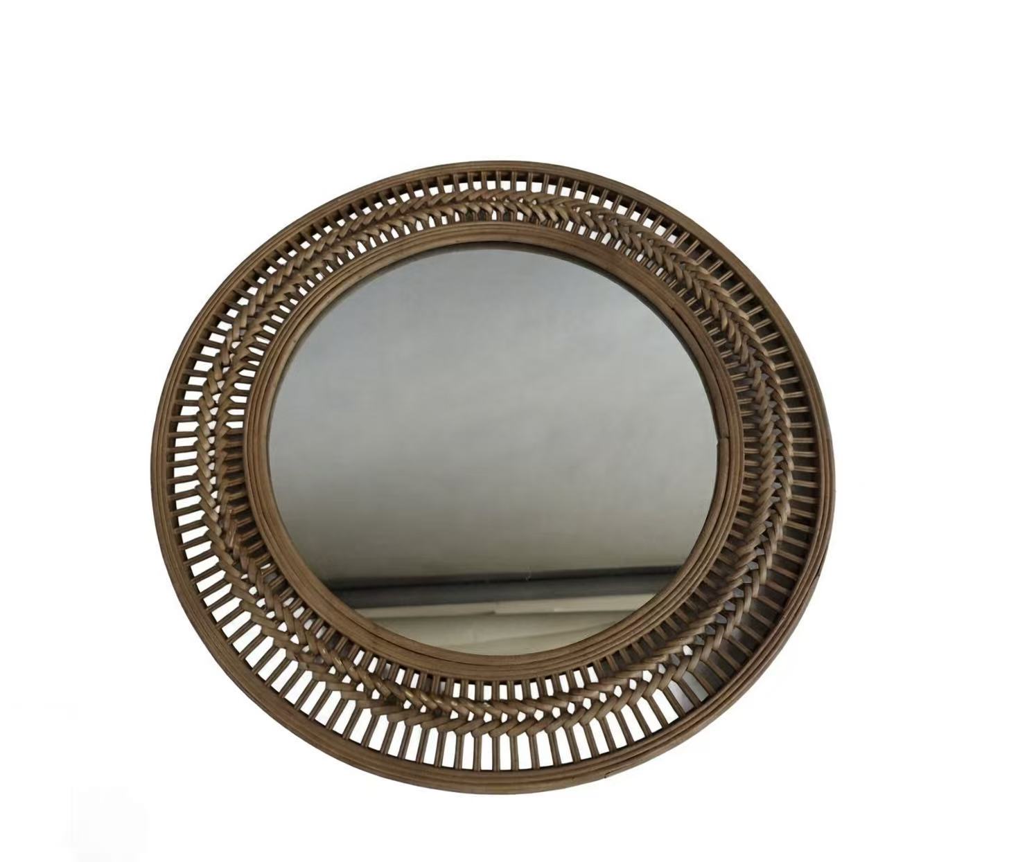 Handwoven Round Rattan Mirror Frame (Mirror Not Included)