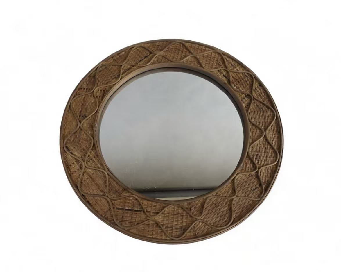 Handwoven Round Rattan Wall Mirror