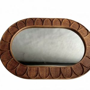 Handwoven Oval Rattan Wall Mirror