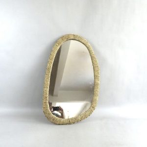 Irregular Organic Shape Seagrass Woven Wall Mirror