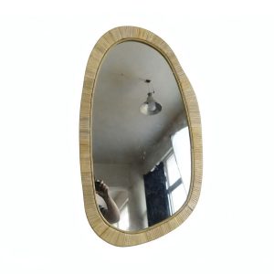 Irregular Organic Shape Rattan Woven Wall Mirror