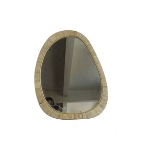 Teardrop Organic Shape Rattan Woven Wall Mirror