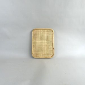 Rectangular Wooden Rattan Mesh Wall Decor