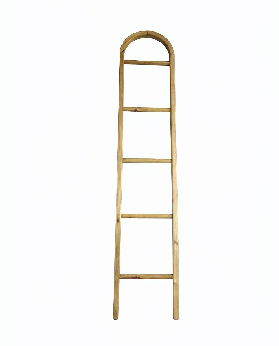 Arched Top Wooden Decorative Ladder Towel Rack
