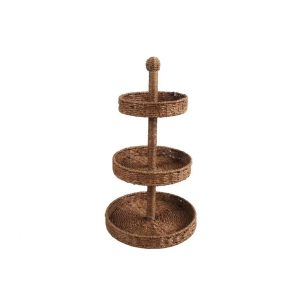 3-Tier Handwoven Rattan Serving Stan