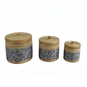 Set of 3 Woven Storage Boxes with Lid X061W2325A0