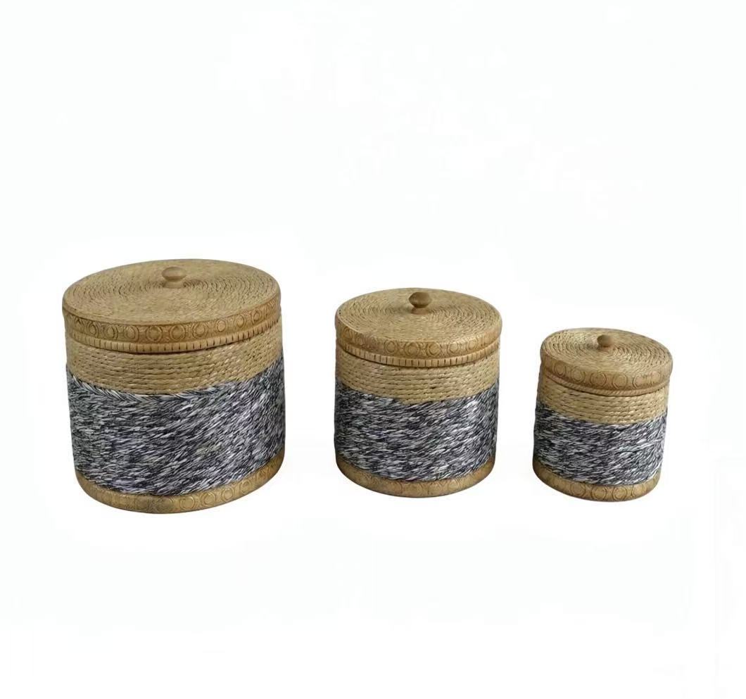 Set of 3 Woven Storage Boxes with Lid X061W2325A0