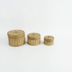 Set of 3 Rattan Storage Boxes with Lid X061W2326A0