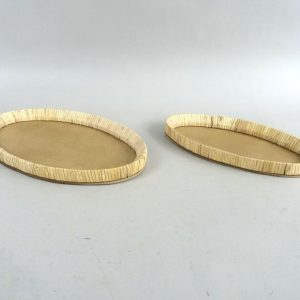 Set of 2 Oval Woven Rim Wooden Trays X061W3021A0