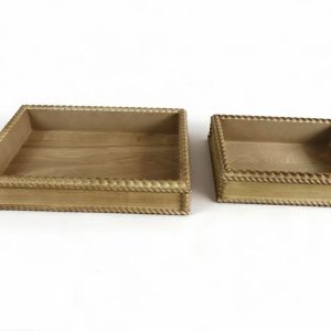 Set of 2 Braid Edge Wooden Storage Trays X061W3025A0