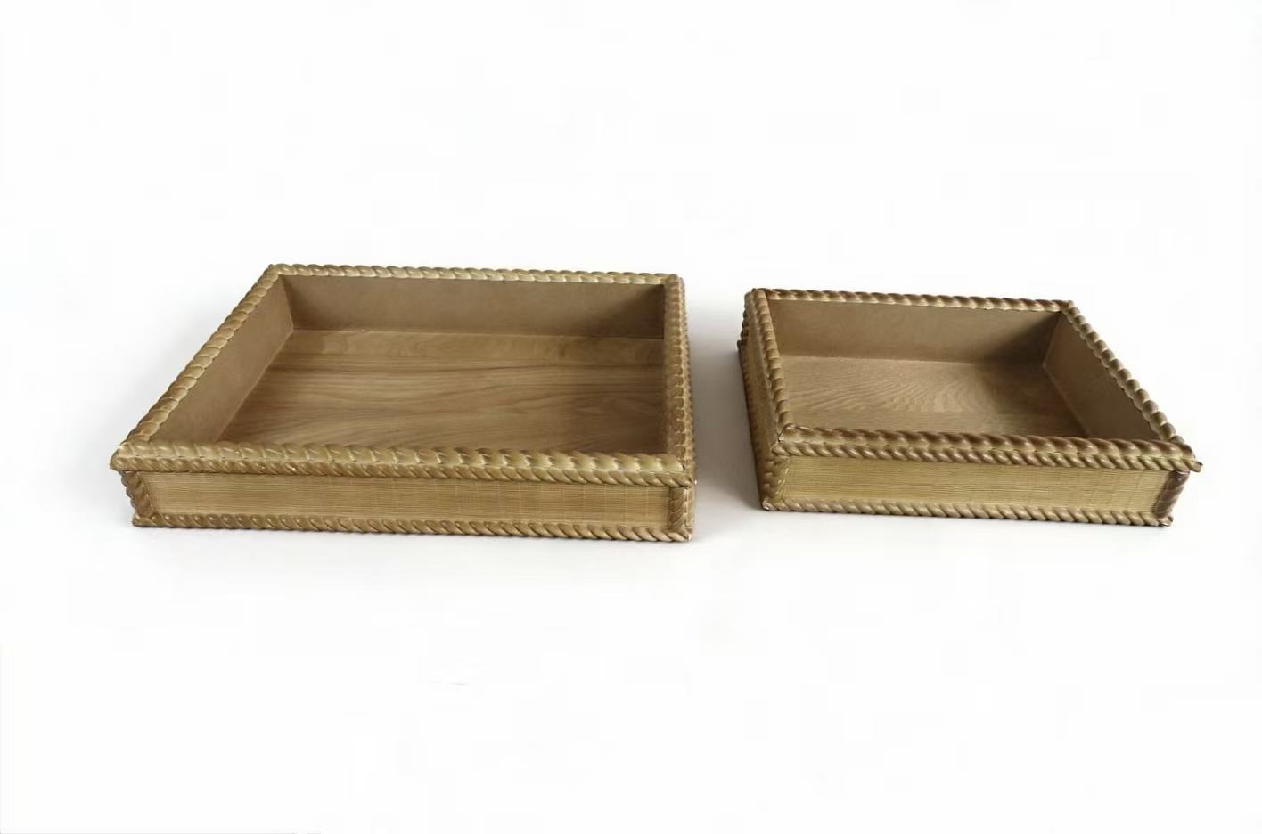 Set of 2 Braid Edge Wooden Storage Trays X061W3025A0