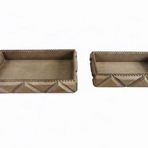 Set of 2 Carved Wooden Storage Trays X061W3026A0