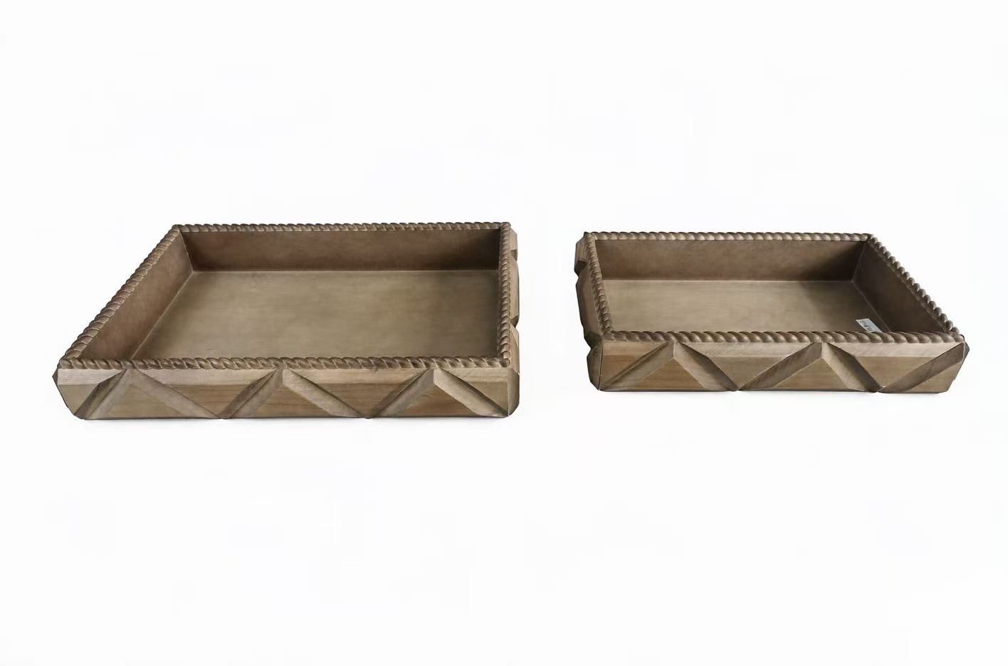 Set of 2 Carved Wooden Storage Trays X061W3026A0
