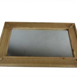 Rectangular Rattan Cane & Solid Wood Frame Wall Mirror X061W3035A0